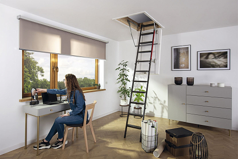 Купить Супертеплоизоляционная металлическая чердачная лестница FAKRO LMT 60х120х280см - изображение 2