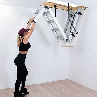 Купить Чердачная лестница алюминиевая с люком 86мм OMAN ALU PROFI POLAR 60х120х280см - изображение 2